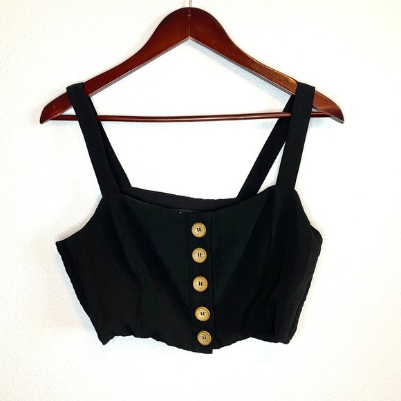 Lulus Black Sweet As Ever Cropped Button Front Tank Top - Picture 3 of 11